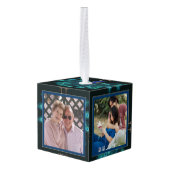 Foto Collage CUBE Kerstversiering Peacock 2 Ornament (Achter hoekig)