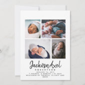 Foto Collage Custom Baby Boy Script Birth Aankondiging (Achterkant)