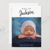 Foto Collage Custom Baby Boy Script Birth Aankondiging (Voorkant / Achterkant)
