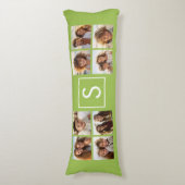 Foto Collage Custom Monogram - Lime Green Lichaamskussen (Voorkant Verticaal)