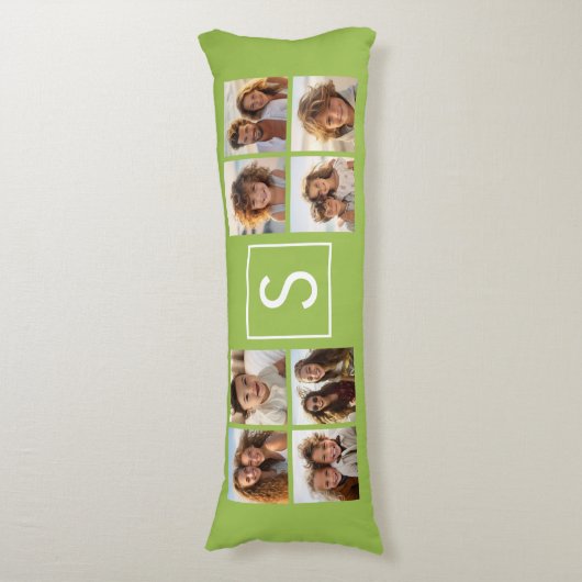 Foto Collage Custom Monogram - Lime Green Lichaamskussen (Voorkant Verticaal)