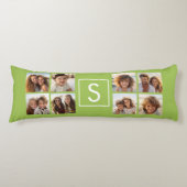 Foto Collage Custom Monogram - Lime Green Lichaamskussen (Voorkant)