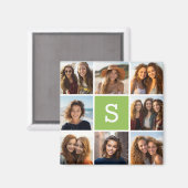 Foto Collage Custom Monogram - Lime Green Magneet (Voorkant / Achterkant)