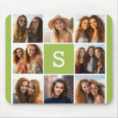 Foto Collage Custom Monogram - Lime Green Muismat (Voorkant)