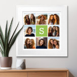 Foto Collage Custom Monogram - Lime Green Poster<br><div class="desc">U kunt de foto's van het Instagram voor dit ontwerp gebruiken. Gebruik 8 vierkante foto's om een uniek en persoonlijk cadeau te creëer. Of je kunt de hipster puppy houden en een trendy keepslag maken. Als u de afbeeldingen moet aanpassen,  klik op het aanpassingshulpmiddel om veranderingen aan te brengen.</div>