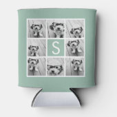 Foto Collage Custom Monogram Mint Green Blikjeskoeler (Voorkant)