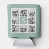 Foto Collage Custom Monogram Mint Green Blikjeskoeler (Achterkant)
