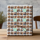 Foto Collage Custom Monogram Mint Green Cadeaupapier