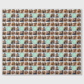 Foto Collage Custom Monogram Mint Green Cadeaupapier (Vlak)