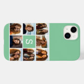 Foto Collage Custom Monogram Mint Green Case-Mate iPhone Case (Achterkant (horizontaal))