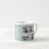 Foto Collage Custom Monogram - Mint Green Espresso Kop (Voorkant rechts)