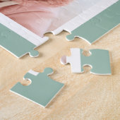 Foto Collage Custom Monogram Mint Green Legpuzzel (Zijkant)