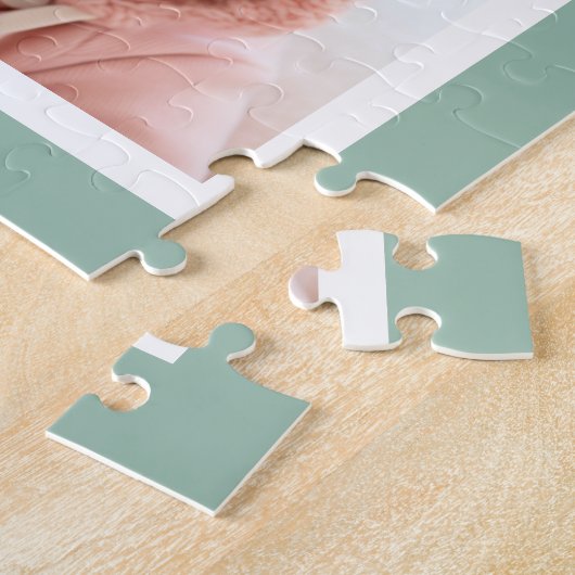 Foto Collage Custom Monogram Mint Green Legpuzzel (Zijkant)