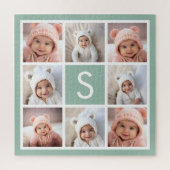 Foto Collage Custom Monogram Mint Green Legpuzzel (Verticaal)