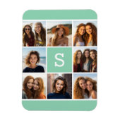 Foto Collage Custom Monogram Mint Green Magneet (Verticaal)