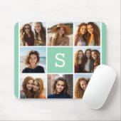 Foto Collage Custom Monogram Mint Green Muismat (Met muis)