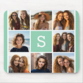 Foto Collage Custom Monogram Mint Green Muismat (Voorkant)