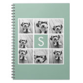 Foto Collage Custom Monogram Mint Green Notitieboek (Voorkant)