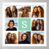 Foto Collage Custom Monogram Mint Green Poster (Voorkant)