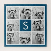 Foto Collage Custom Monogram Navy Blue Legpuzzel (Verticaal)