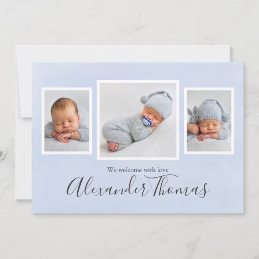 Foto Collage Cute Simple Whimsical Stars Newborn Aankondiging (Voorkant)