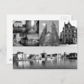 Foto collage Delft 4 in zwart-wit Briefkaart (Voorkant / Achterkant)