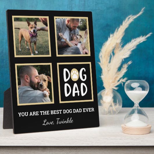Foto Collage Dog Dad Paw Print Plaque Fotoplaat (Zijkant)