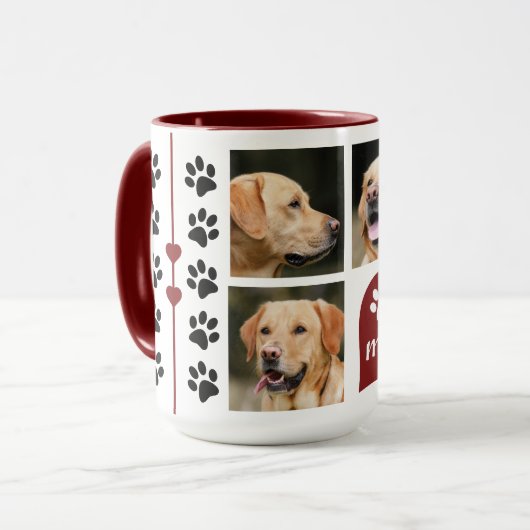 Foto Collage Dog Naam Rood hart Mok (Voorkant links)