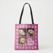 Foto Collage Dog Naam Roze Heart Tote Bag (Voorkant)