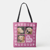 Foto Collage Dog Naam Roze Heart Tote Bag (Achterkant)