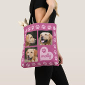 Foto Collage Dog Naam Roze Heart Tote Bag (Dichtbij)