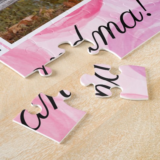 Foto Collage Drie Afbeeldingen Roze Waterverf Flor Legpuzzel (Zijkant)