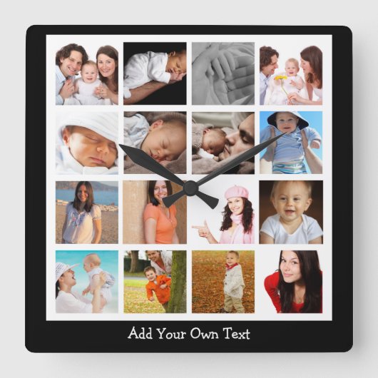 Foto-Collage een van de meest gepersonaliseerde so Vierkante Klok (Voorkant)