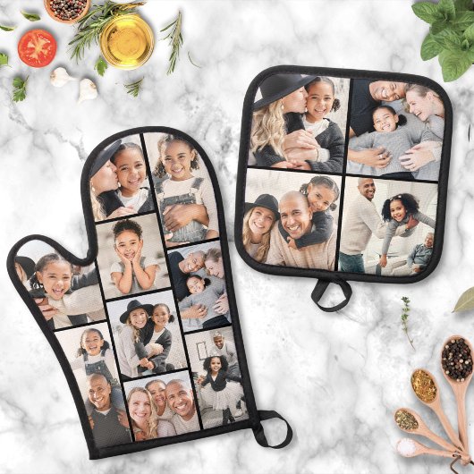 Foto Collage Eenvoudige Afbeelding Ovenwant & Pannenlap Set