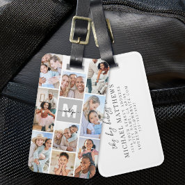 Foto Collage Eenvoudige Monogram Foto Bagagelabel
