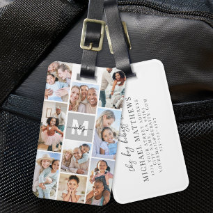 Foto Collage Eenvoudige Monogram Foto Bagagelabel