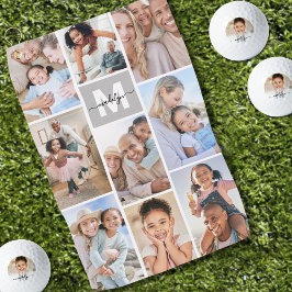 Foto Collage Eenvoudige Monogram Foto Golfhanddoek