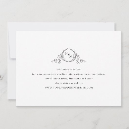 Foto Collage Elegant minimalist Monogram Weddensch Save The Date (Achterkant)