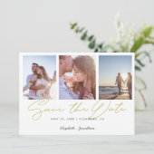 Foto Collage Elegant Modern Wedding Save the Date Kaart (Staand voorkant)