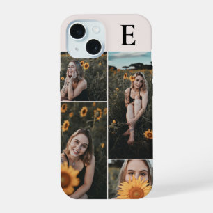 Foto-collage Elegant Monogram Roze iPhone 15 Case