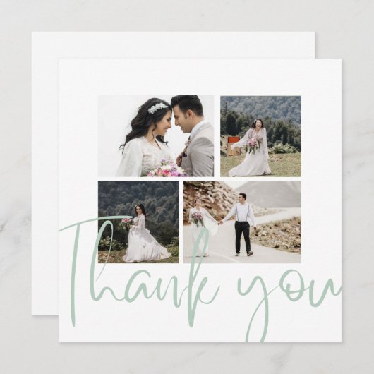 Foto Collage Elegant Sage Weddenschap Hartelijk da Kaart (Voorkant / Achterkant)