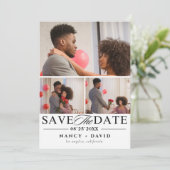 Foto collage Elegant script bruiloft Save The Date (Staand voorkant)