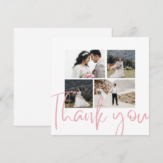 Foto Collage Elegant Weddenschap Hartelijk dank Kaart (Voorkant / Achterkant)