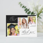 Foto Collage Elegante Afstuderen Bedankkaart (Staand voorkant)