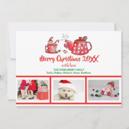 Foto Collage Elf Tea Kerstmis Waterverf Feestdagenkaart