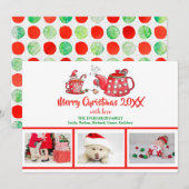 Foto Collage Elf Tea Kerstmis Waterverf Feestdagenkaart (Voorkant / Achterkant)