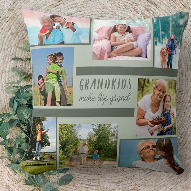 Foto Collage en Citaat voor grootouders - Groen Kussen (Creator heeft geüpload)