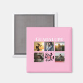 Foto Collage en Moeders Naam Roze Magneet (Voorkant / Achterkant)