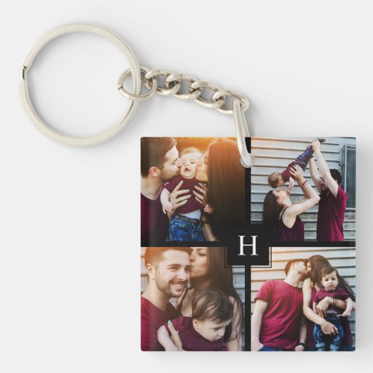 Foto Collage en monogram Sleutelhanger (voorkant)