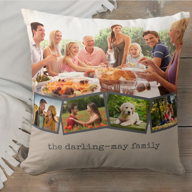 Foto Collage en ZigZag Fotostrip Pushroom Gray Kussen (Creator heeft geüpload)